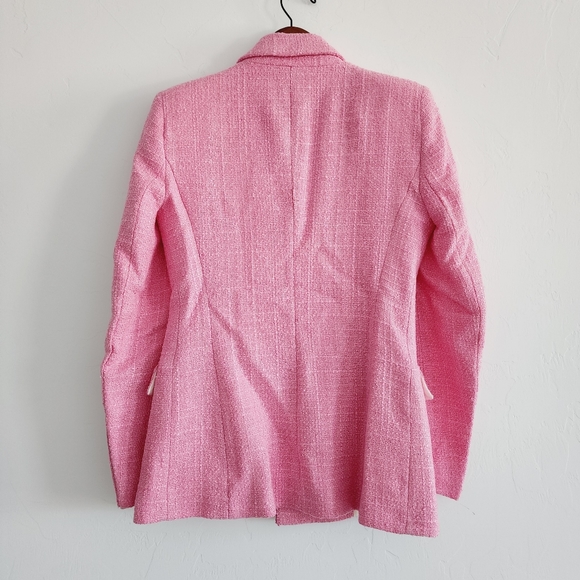 Zara Pink Double Breasted Textured Blazer Jacket  Size XS - Picture 5 of 14